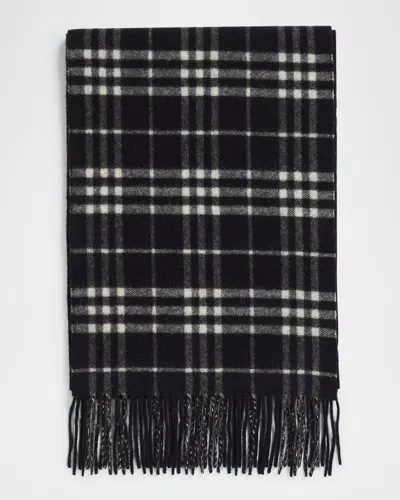Burberry Icon Check Cashmere Scarf In Black Calico Ip Chk
