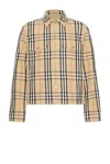 Burberry Tailored Cotton Jacket With Classic Plaid Pattern In Sand Check