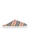 Burberry Icon Stripe Backless Slippers In White