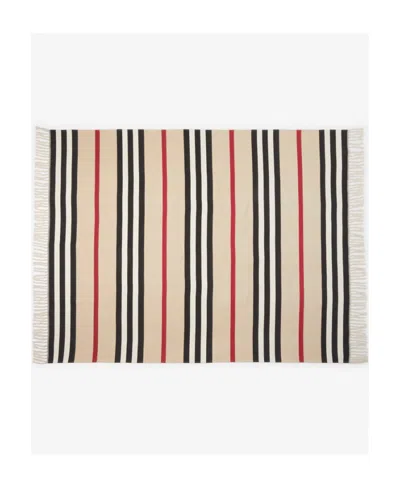 Burberry Icon Stripe Cotton Blanket In Nude
