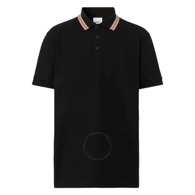 Burberry Icon Stripe Cotton Short Sleeve Polo Shirt In Black