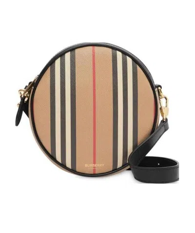 Burberry Icon Stripe E-canvas Louise Bag In Nude
