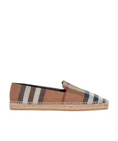 Burberry Icon Stripe Square-toe Espadrilles In Birch Brown Check