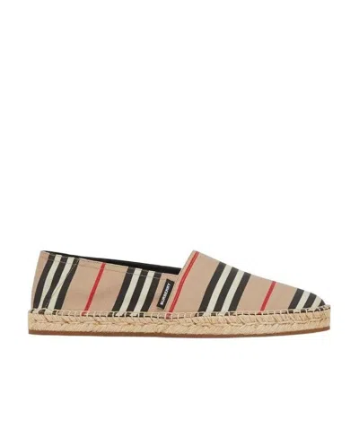 Burberry Icon Stripe Round-toe Espadrilles In Nude