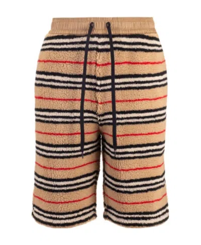 Burberry Icon Stripe Track Shorts In Nude