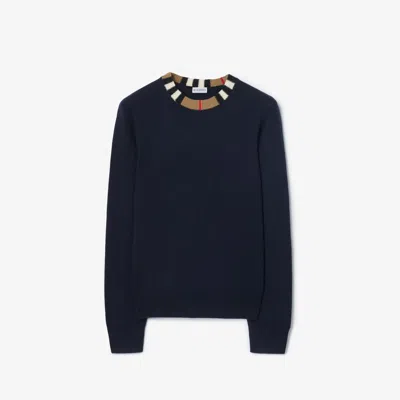 BURBERRY BURBERRY ICON STRIPE TRIM WOOL CASHMERE SWEATER
