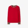 Burberry Icon Stripe Trim Wool Cashmere Sweater In Red