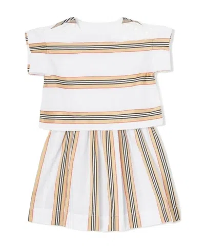 Burberry Icon Stripe Two-piece Set In White