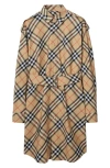 Burberry Chemisier Cotton Short Dress With Check Print In Sand Ip Check