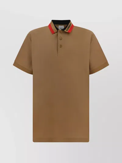 BURBERRY ICONIC MONOGRAM COLLAR POLO SHIRT