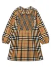 Burberry Girl's Ida Smocked Cotton Check Dress In Brown