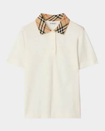 Burberry Imogen Check Collar Short-sleeve Polo Shirt