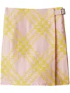 Burberry Checked A-line Mini Skirt In Pink & Purple