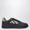 Burberry Indigo Blue Leather And Check Sneaker Terrace
