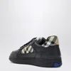 Burberry Indigo Blue Leather And Check Sneaker Terrace