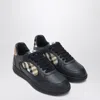 Burberry Indigo Blue Leather And Check Sneaker Terrace In Black