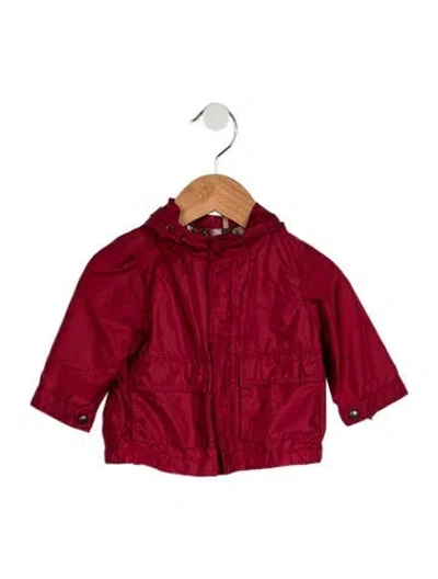 Pre-owned Burberry Babies' Infant Boys' Hooded Windbreaker Jacket In Red