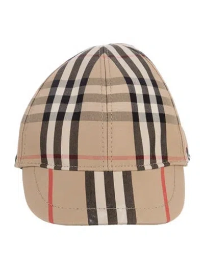 Pre-owned Burberry Babies' Infant Boys' Housecheck Patterned Hat In Neutrals