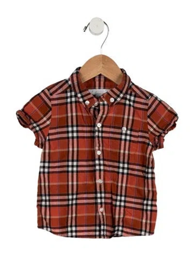 Pre-owned Burberry Babies' Infants Boys' Check Pattern Shirt In Orange