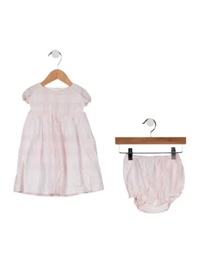 Pre-owned Burberry Babies' Infants Girls' Check Pattern Dress Set In Pink