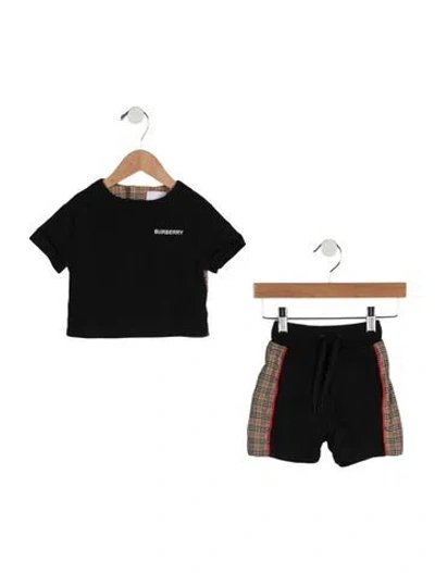 Pre-owned Burberry Babies' Infants Girls Two Piece Short Set In Black