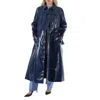 BURBERRY BURBERRY INK BLUE JACKET DETAIL RUBBERIZED COTTON TRENCH COAT