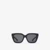 Burberry Inlaid Check Square Sunglasses In Black