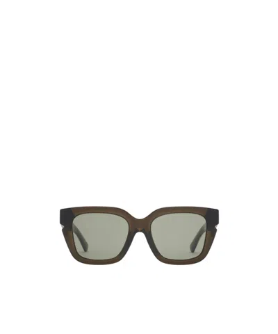 Burberry Inlaid Check Square Sunglasses In Dark Khaki