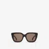 Burberry Inlaid Check Square Sunglasses In Tortoiseshell