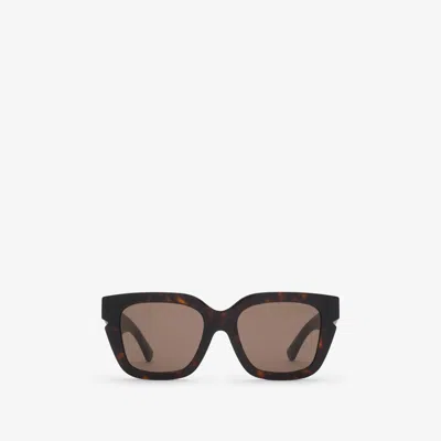 Burberry Inlaid Check Square Sunglasses In Tortoiseshell