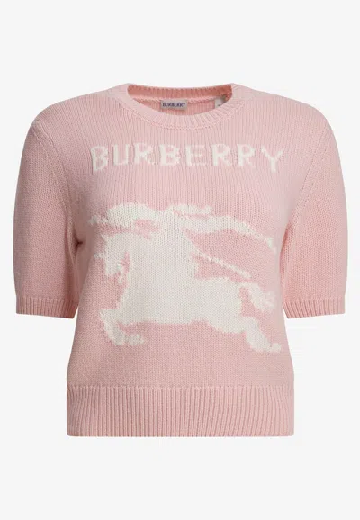 Burberry Intarsia Knit Ekd Top In Pink