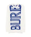 Burberry Logo Wool Crew Neck Sweater In White