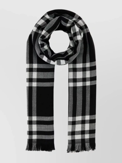 Burberry Intricately Embroidered Woolen Scarf In Black