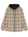 Burberry Rainford Beige Check Nylon Reversible Jacket In Blau