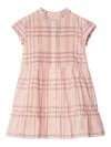 Burberry Girl's Rose Check Smocked Poplin Cap-sleeve Dress
