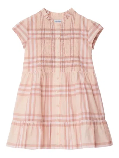 BURBERRY IP CHECK RUFFLED DRESS