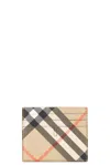 Burberry Signature Pattern Compact Rectangular Card Holder In Sand