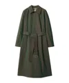 Burberry Iridescent-effect Cotton Trench Coat In Green
