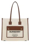 Burberry Women Two-tone Leather And Canvas Medium Freya Shopping