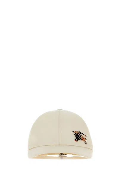 Burberry Ivory Cotton Baseball Cap In White
