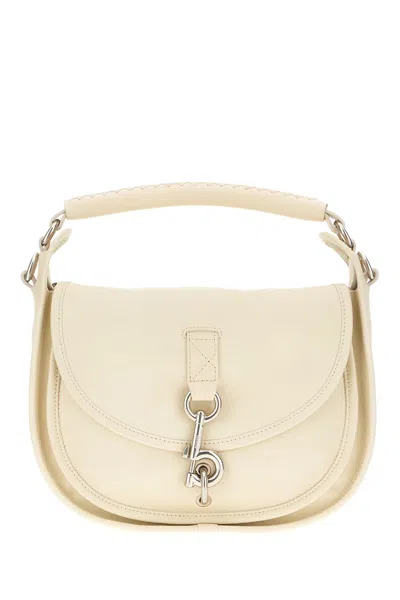 Burberry Ivory Leather B Clip Handbag In Soap