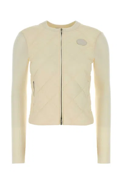 Burberry Ivory Nylon And Wool Jacket In Nude