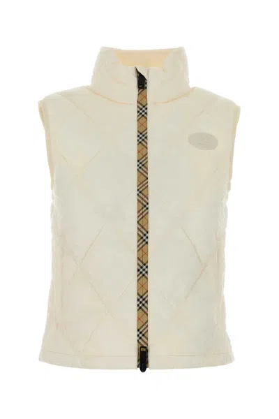 Burberry Ivory Nylon Cheswick Vest For Women In White