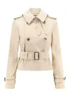 Burberry Belted Trench With Double-breasted Design And Epaulettes In Neutral
