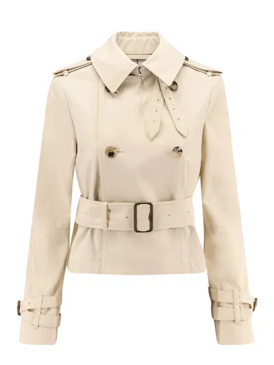 BURBERRY IVORY POLYESTER BLEND TRENCH