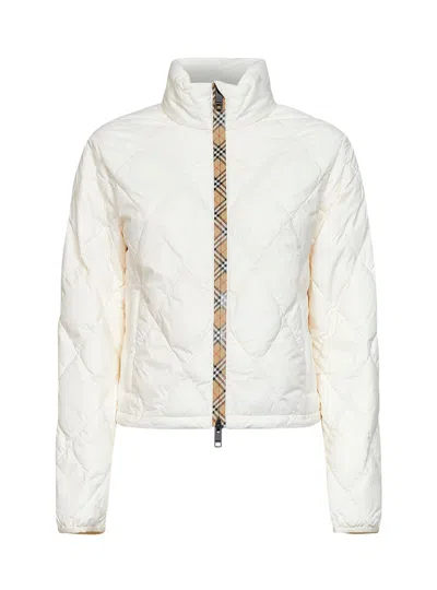 Burberry Ivory Quilted Nylon Bramford Packable Jacket In Brown