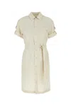 Burberry Ivory Silk Blend Shirt Dress In Neutral