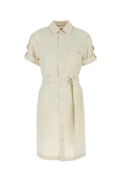Burberry Ivory Silk Blend Shirt Dress In Neutral