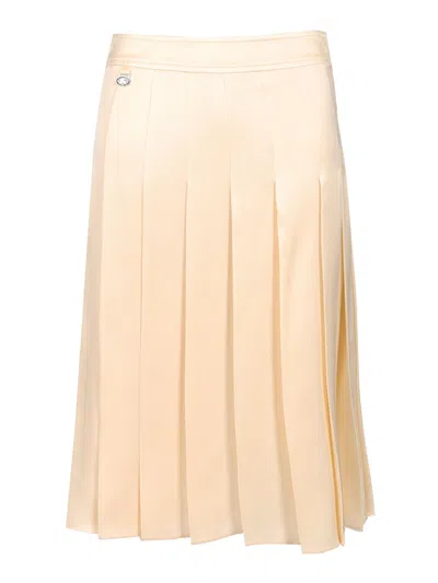 Burberry Ivory Silk Pleated Skirt Skirts Beige