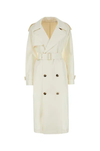 BURBERRY BURBERRY IVORY SILK TRENCH COAT